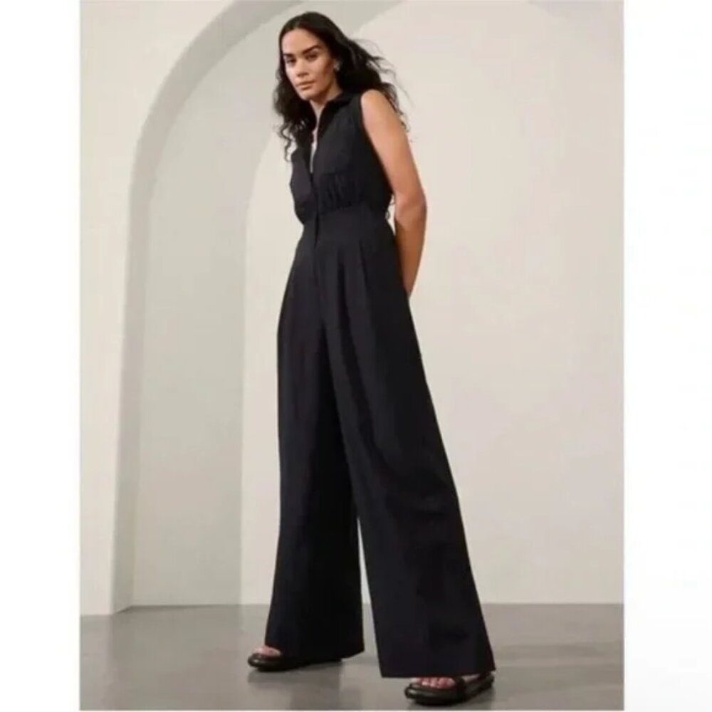 Athleta Sleeveless Black Jumpsuit Size 0 - Picture 3 of 10